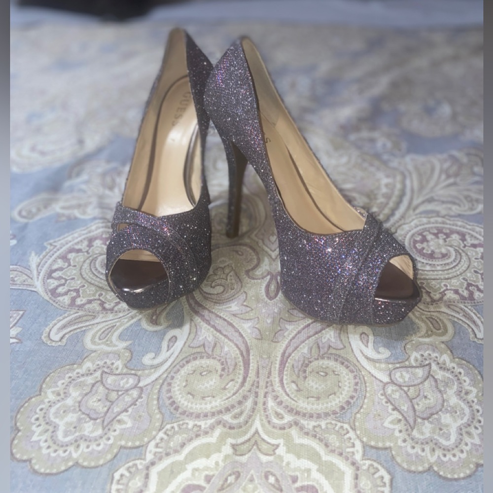 Purple super shiny purple, high heels, Guess brand size 9